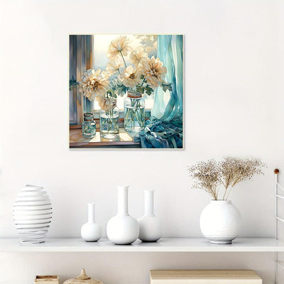 Diamond Painting-Chrysanthemen am Fenster