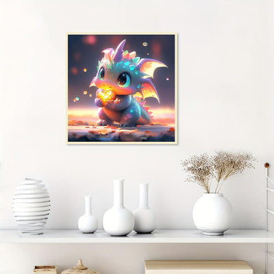 Diamond Painting-Cyanfarbener fetter Drache