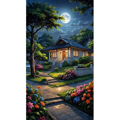 Diamond Painting-Das Haus im Mondlicht