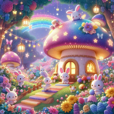 Diamond Painting-Das Pilzhaus des Hasen - Jetzt bei diamondspainting kaufen