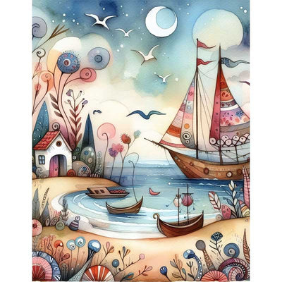 Diamond Painting-Das Schiff am Strand