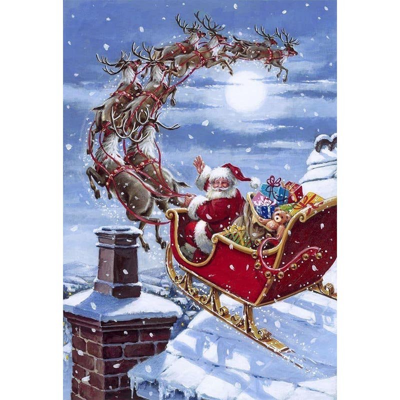 Diamond Painting-Der Weihnachtsmann gibt Geschenke