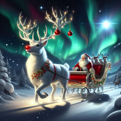 Diamond Painting-Der Weihnachtsmann unter dem Polarlicht - Jetzt bei diamondspainting kaufen
