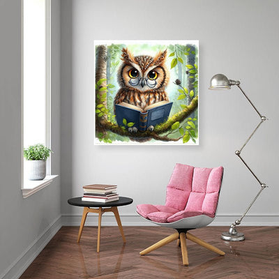 Diamond Painting-Die lesende Eule