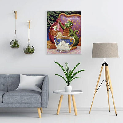 Diamond Painting-Drache macht Tee