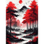 Diamond Painting- Roter Wald im Nebel