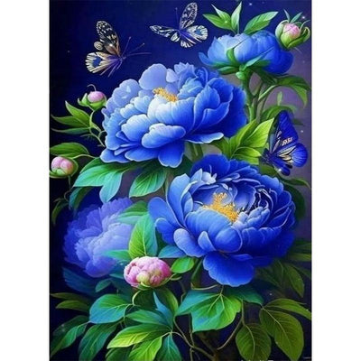 Diamond Painting-Dunkelblaue Pfingstrose