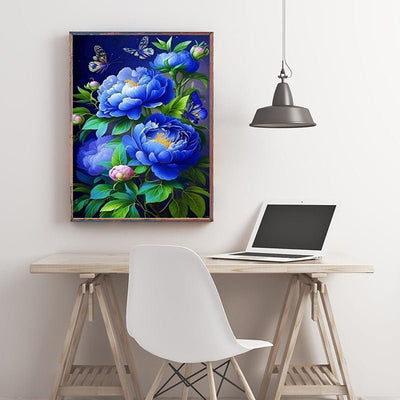 Diamond Painting-Dunkelblaue Pfingstrose