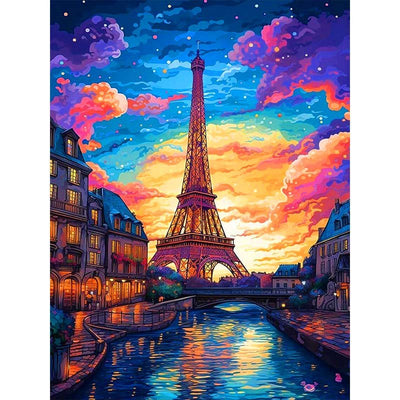 Diamond Painting-Eiffelturm bei Sonnenuntergang