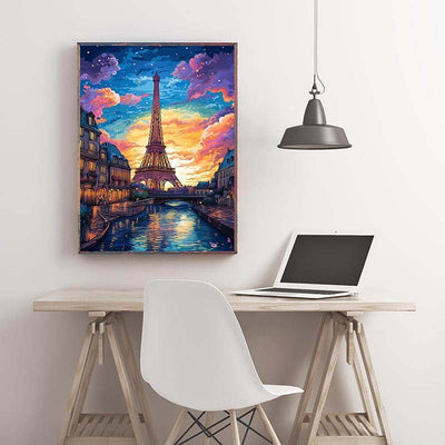 Diamond Painting-Eiffelturm bei Sonnenuntergang