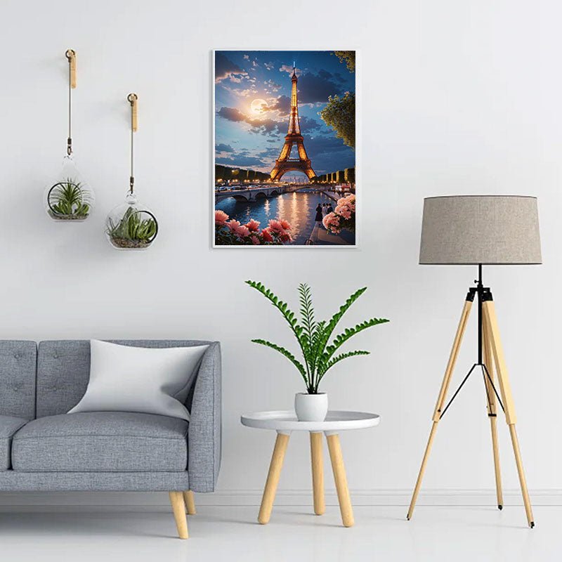 Diamond Painting-Eiffelturm unter Straßenlaterne