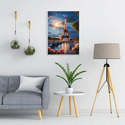 Diamond Painting-Eiffelturm unter Straßenlaterne