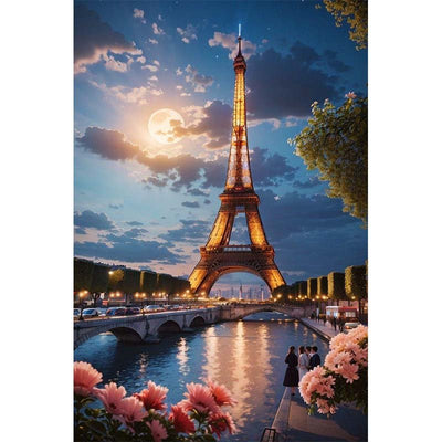 Diamond Painting-Eiffelturm unter Straßenlaterne