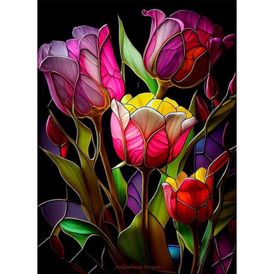 Diamond Painting-Ein bunter Tulpenstrauß