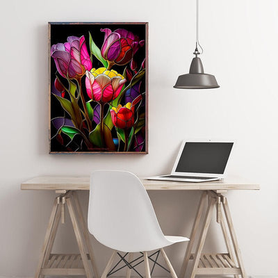 Diamond Painting-Ein bunter Tulpenstrauß
