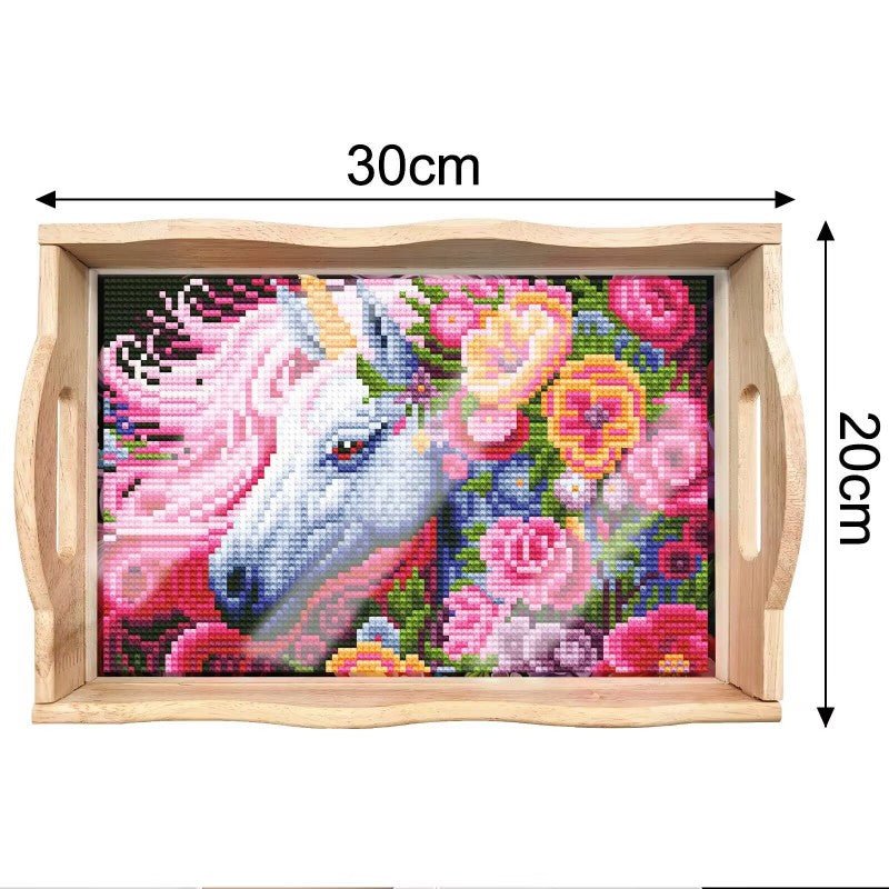 Diamond Painting-Einhorn Holztablett