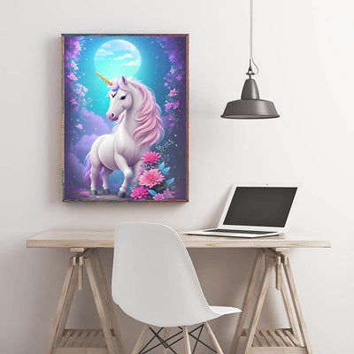 Diamond Painting-Einhorn im Mondlicht