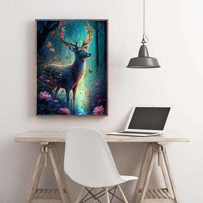 Diamond Painting-Elfenwald mit Hirsch
