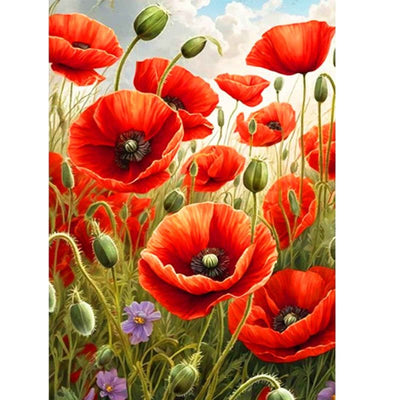 Diamond Painting-Farbenfrohe Mohnlandschaft