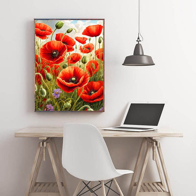 Diamond Painting-Farbenfrohe Mohnlandschaft