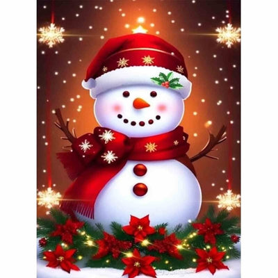 Diamond Painting-Festlicher Schneemann im Lichterglanz