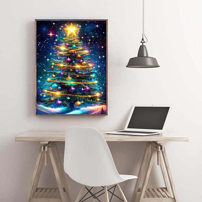 Diamond Painting-Festlicher Tannenbaum mit Sternen