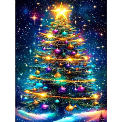 Diamond Painting-Festlicher Tannenbaum mit Sternen