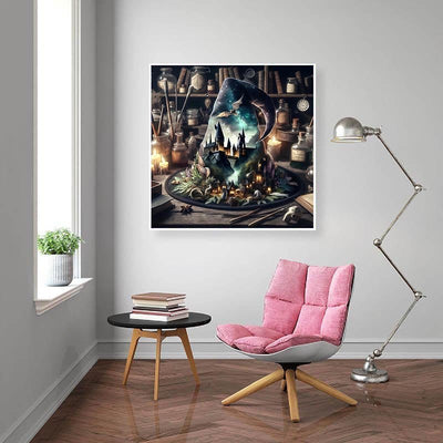Diamond Painting-Geheimnisvolles Schloss im Hexenhut