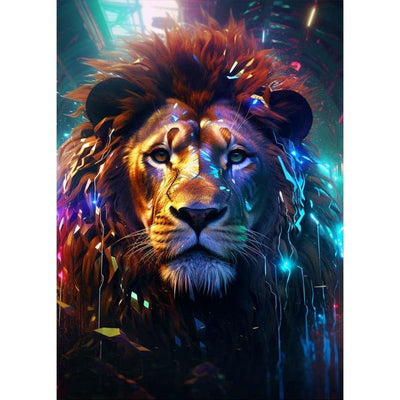 Diamond Painting-Glitch-Löwe