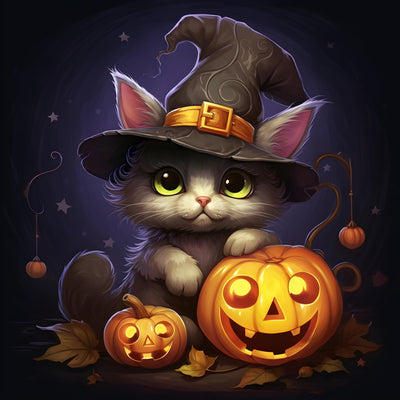 Diamond Painting-Halloween-Kätzchen - Jetzt bei diamondspainting kaufen
