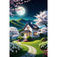 Diamond Painting-Haus unter den Kirschblüten