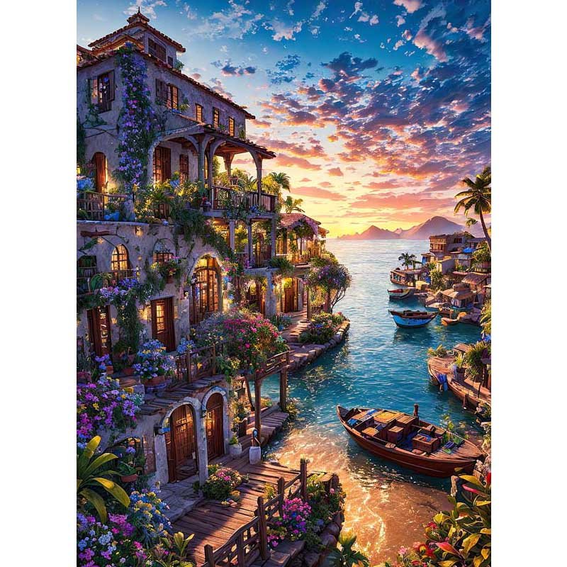 Diamond Painting- Häuser am Wasser