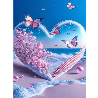 Diamond Painting-Herz am Meer