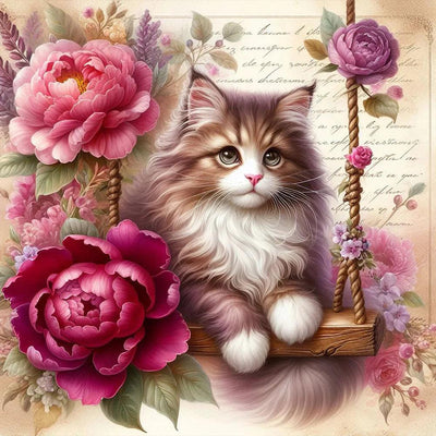Diamond Painting-Katze auf Schaukel - Jetzt bei diamondspainting kaufen