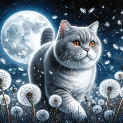 Diamond Painting-Katze und Pusteblume - Jetzt bei diamondspainting kaufen