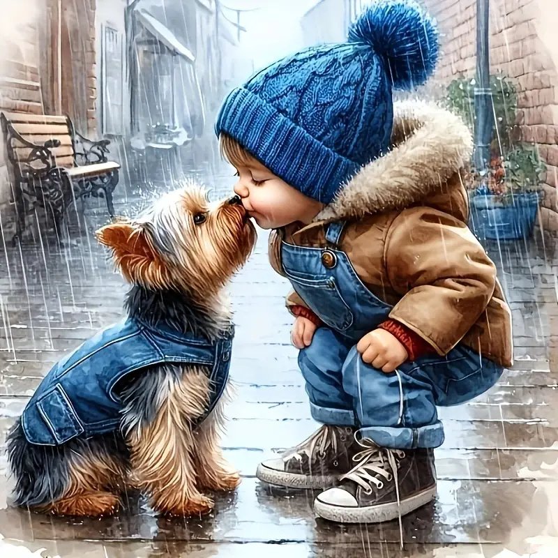 Diamond Painting-Kind und Hund - Jetzt bei diamondspainting kaufen