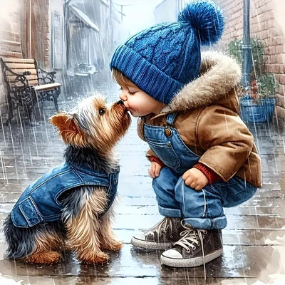 Diamond Painting-Kind und Hund - Jetzt bei diamondspainting kaufen