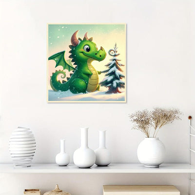Diamond Painting-Kleiner Drache im Schnee