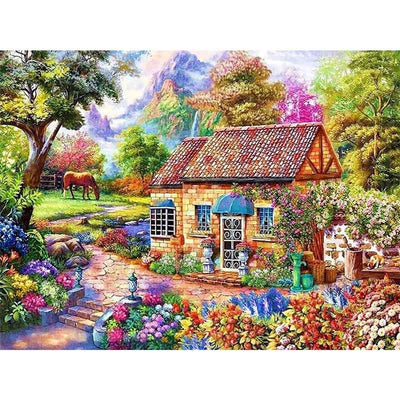 Diamond Painting-Kleines Landhaus im Grünen