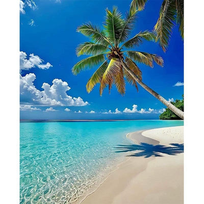 Diamond Painting-Kokospalmen und Strand