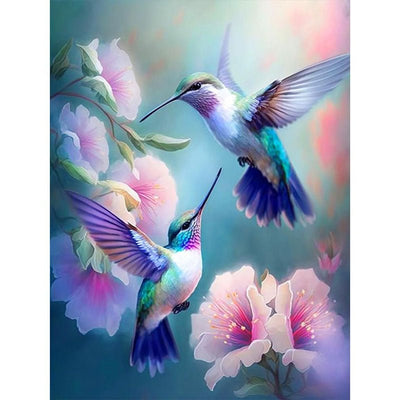 Diamond Painting-Kolibris im Blütentraum