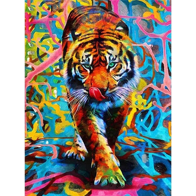 Diamond Painting-Kunstvoller Tiger mit Neonfarben
