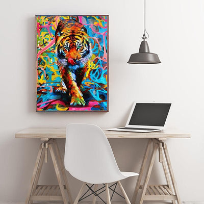 Diamond Painting-Kunstvoller Tiger mit Neonfarben