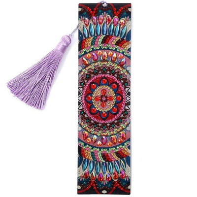 Diamond Painting-Lesezeichen mit rot-blauem Mandala - Jetzt bei diamondspainting kaufen