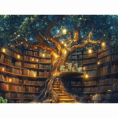 Diamond Painting-Leuchtende Bibliothek