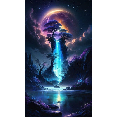 Diamond Painting-Leuchtender Wasserfall