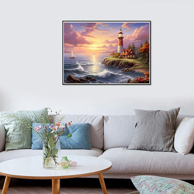 Diamond Painting-Leuchtturm am Meer