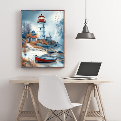 Diamond Painting-Leuchtturm am Morgen