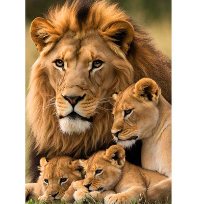 Diamond Painting-Löwenfamilie