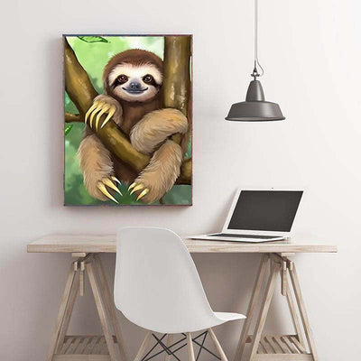 Diamond Painting-Lustiges Faultier im Baum